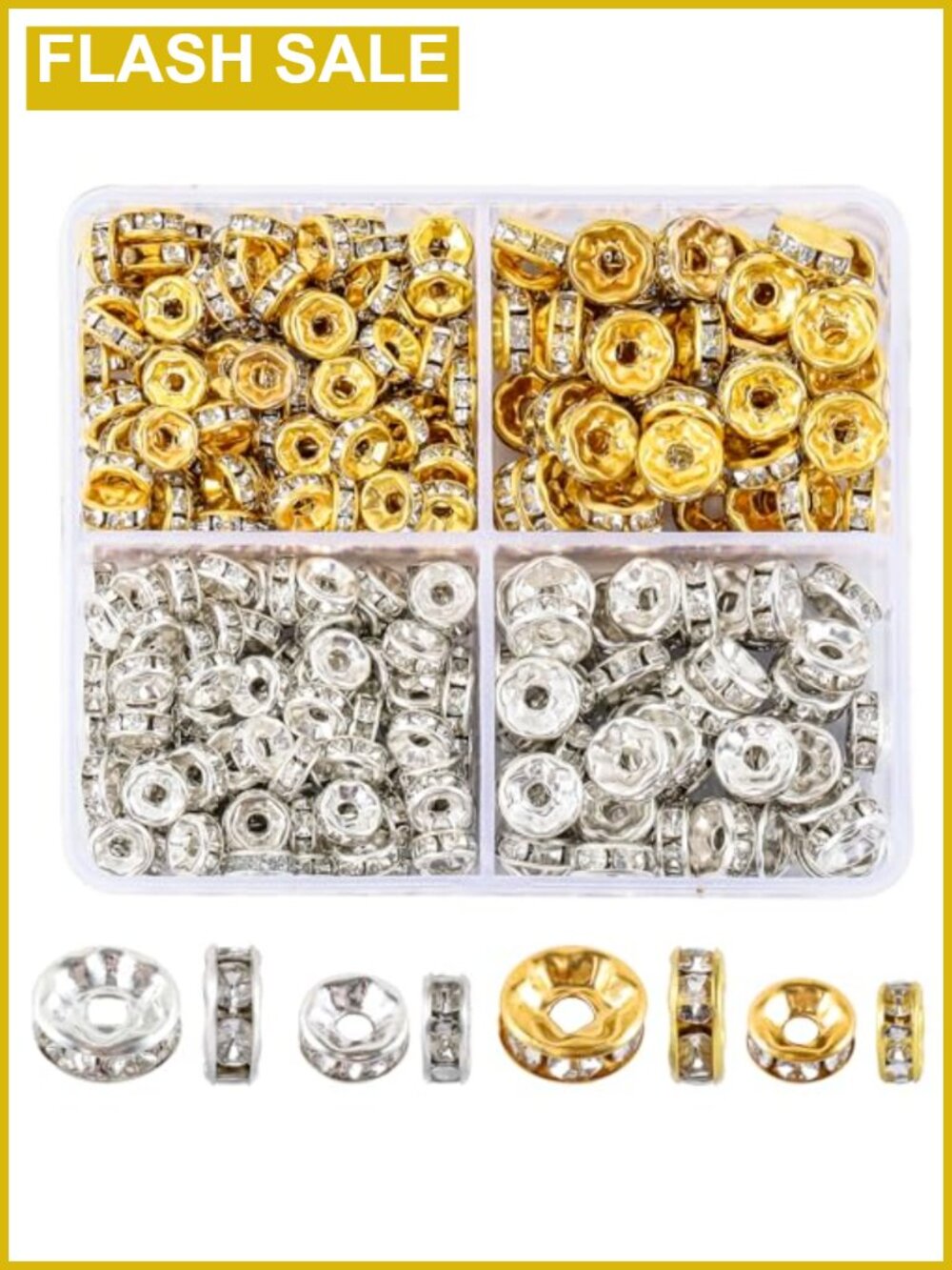 345-Piece Rondelle Spacer Beads Jewelry Making Kit 6mm 8mm Metal